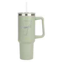 Image of VERMONT SCRIPTED THROUGH STATE INSULATED MUG -  lightgreen